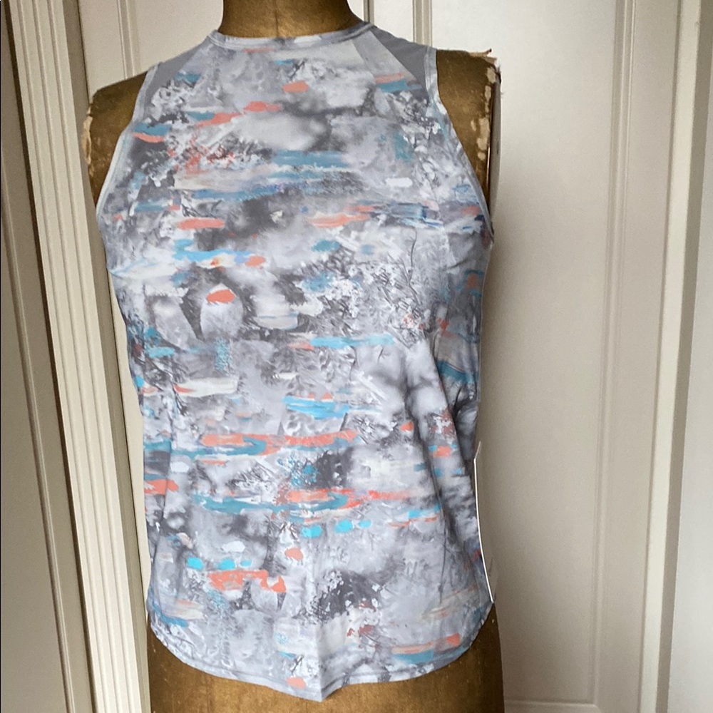 Lululemon Athletica Gray Blue , White Asymmetrical Tank Top.